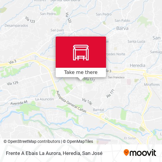 Mapa de Frente A Ebais La Aurora, Heredia