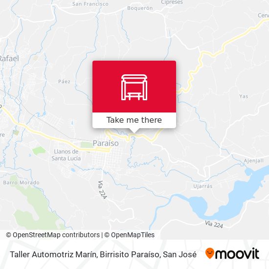Mapa de Taller Automotriz Marín, Birrisito Paraíso