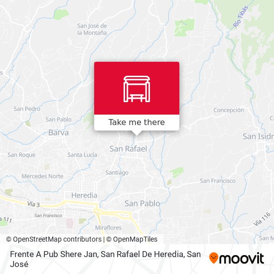 Frente A Pub Shere Jan, San Rafael De Heredia map