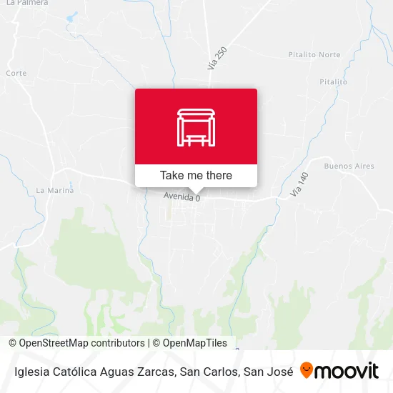 Mapa de Iglesia Católica Aguas Zarcas, San Carlos