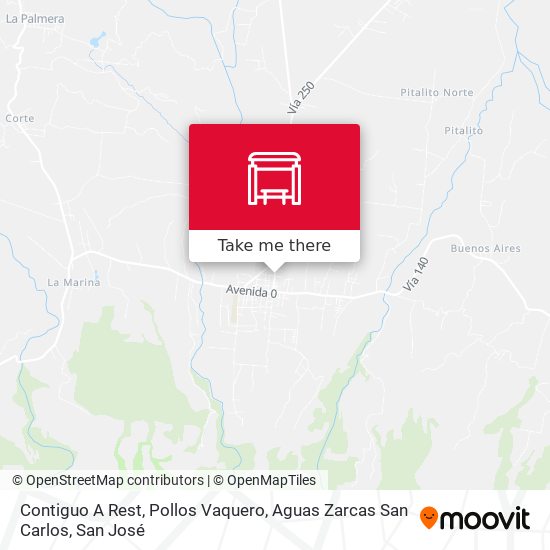 Contiguo A Rest, Pollos Vaquero, Aguas Zarcas San Carlos map