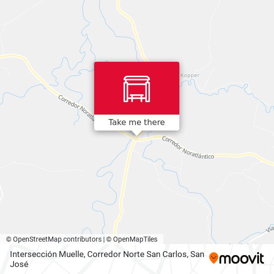 Intersección Muelle, Corredor Norte San Carlos map