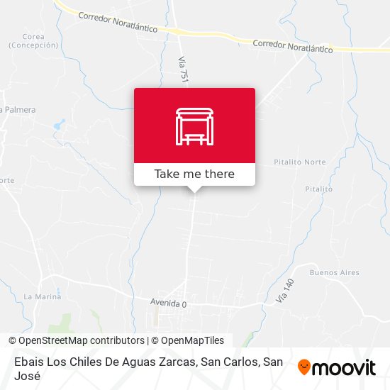 Ebais Los Chiles De Aguas Zarcas, San Carlos map