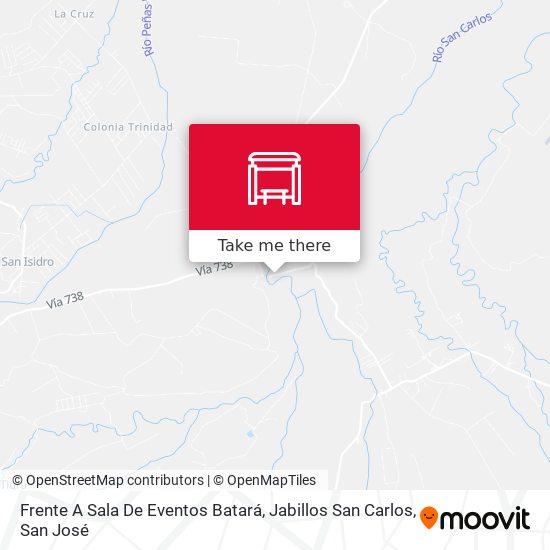 Frente A Sala De Eventos Batará, Jabillos San Carlos map