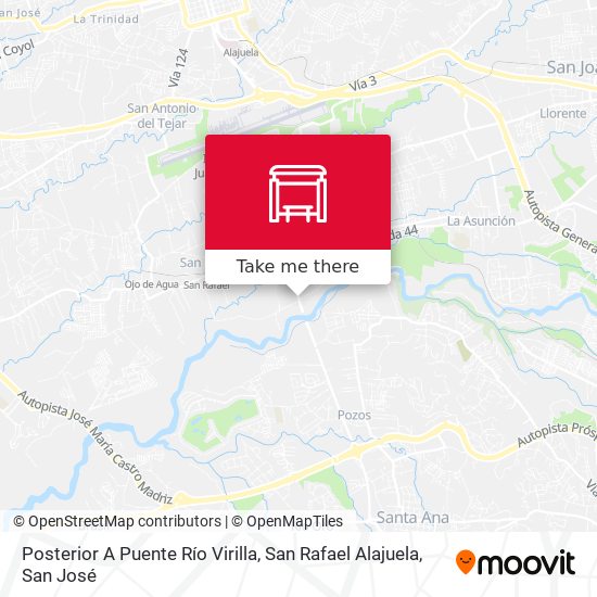 Posterior A Puente Río Virilla, San Rafael Alajuela map