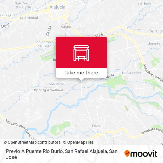 Previo A Puente Río Burío, San Rafael Alajuela map