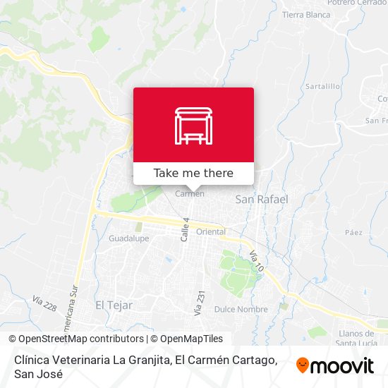 Clínica Veterinaria La Granjita, El Carmén Cartago map