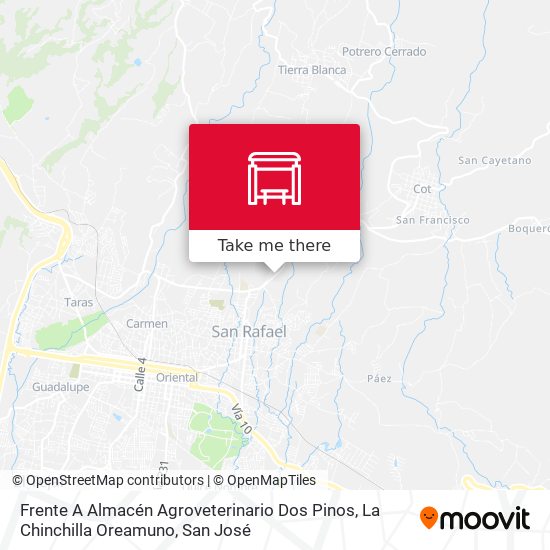 Frente A Almacén Agroveterinario Dos Pinos, La Chinchilla Oreamuno map