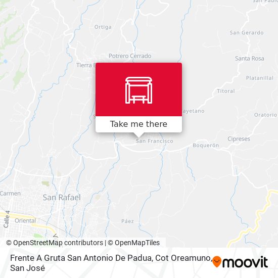 Frente A Gruta San Antonio De Padua, Cot Oreamuno map