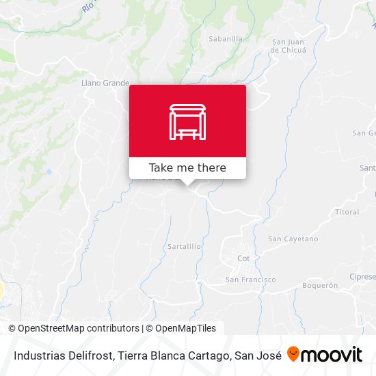 Mapa de Industrias Delifrost, Tierra Blanca Cartago