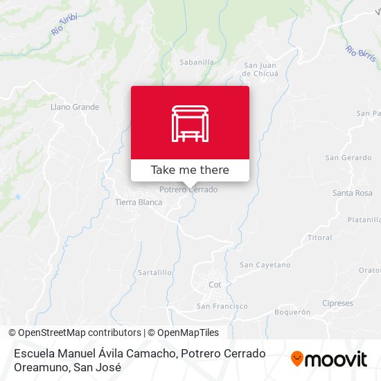 Escuela Manuel Ávila Camacho, Potrero Cerrado Oreamuno map