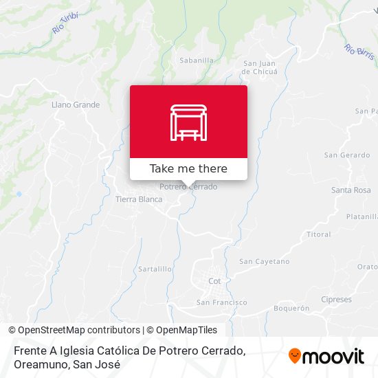 Frente A Iglesia Católica De Potrero Cerrado, Oreamuno map