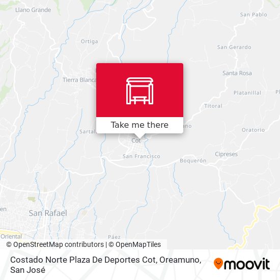 Costado Norte Plaza De Deportes Cot, Oreamuno map