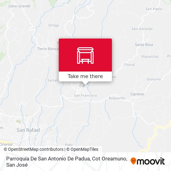 Mapa de Parroquía De San Antonio De Padua, Cot Oreamuno