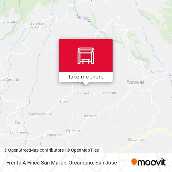 Mapa de Frente A Finca San Martín, Oreamuno