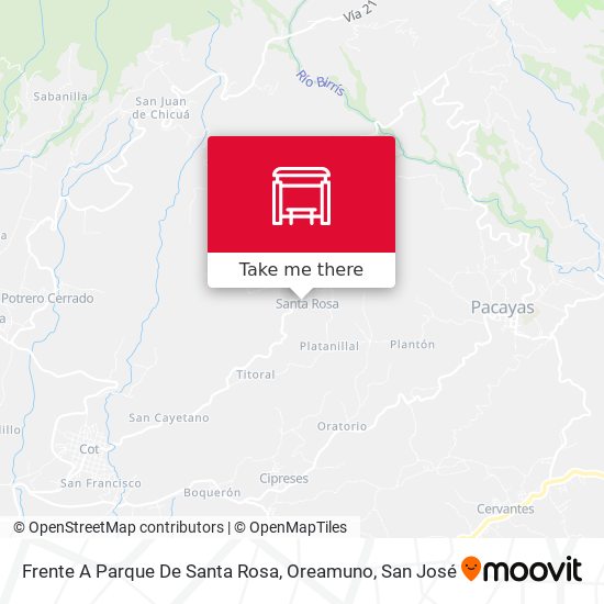 Mapa de Frente A Parque De Santa Rosa, Oreamuno