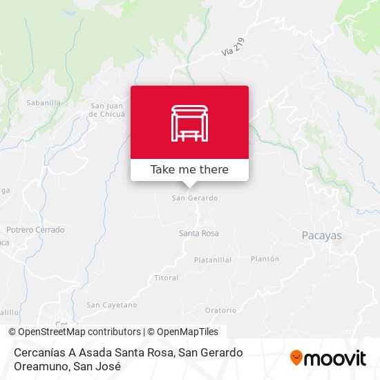 Cercanías A Asada Santa Rosa, San Gerardo Oreamuno map