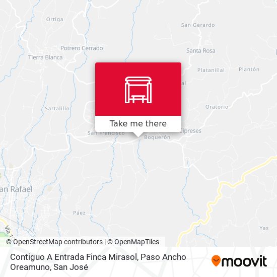 Contiguo A Entrada Finca Mirasol, Paso Ancho Oreamuno map