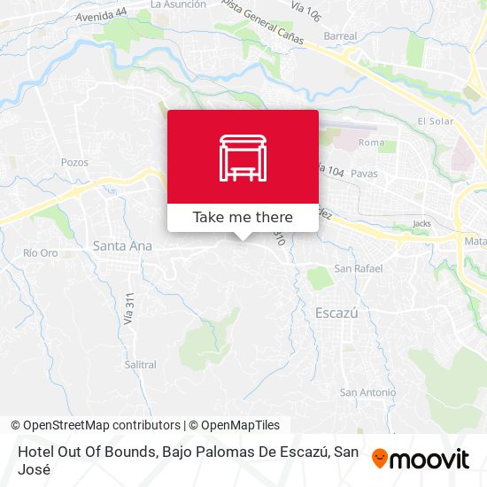 Hotel Out Of Bounds, Bajo Palomas De Escazú map