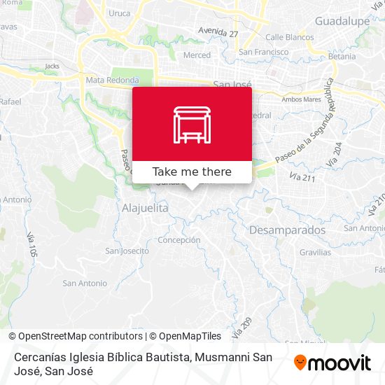 Cercanías Iglesia Bíblica Bautista, Musmanni San José map