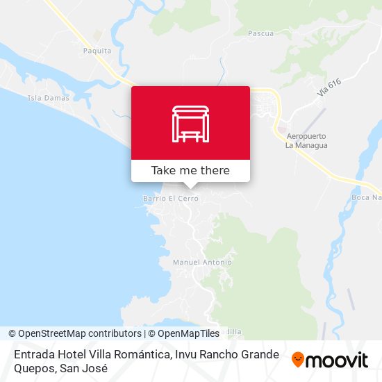 Mapa de Entrada Hotel Villa Romántica, Invu Rancho Grande Quepos