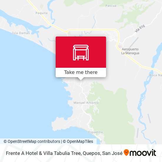 Frente A Hotel & Villa Tabulia Tree, Quepos map