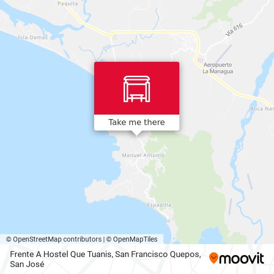 Mapa de Frente A Hostel Que Tuanis, San Francisco Quepos