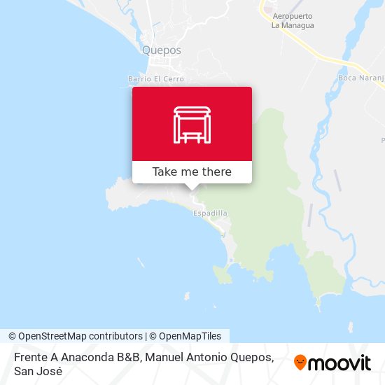 Frente A Anaconda B&B, Manuel Antonio Quepos map