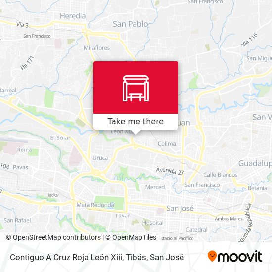 Mapa de Contiguo A Cruz Roja León Xiii, Tibás