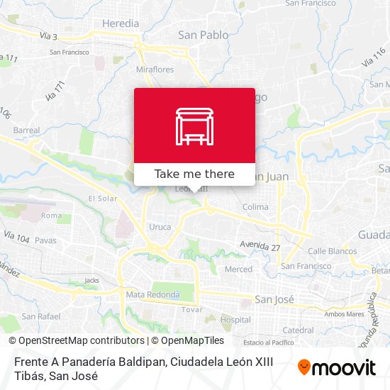 Frente A Panadería Baldipan, Ciudadela León XIII Tibás map
