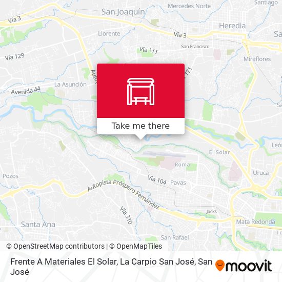 Frente A Materiales El Solar, La Carpio San José map
