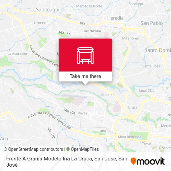 Mapa de Frente A Granja Modelo Ina La Uruca, San José