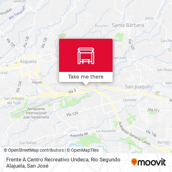 Mapa de Frente A Centro Recreativo Undeca, Río Segundo Alajuela