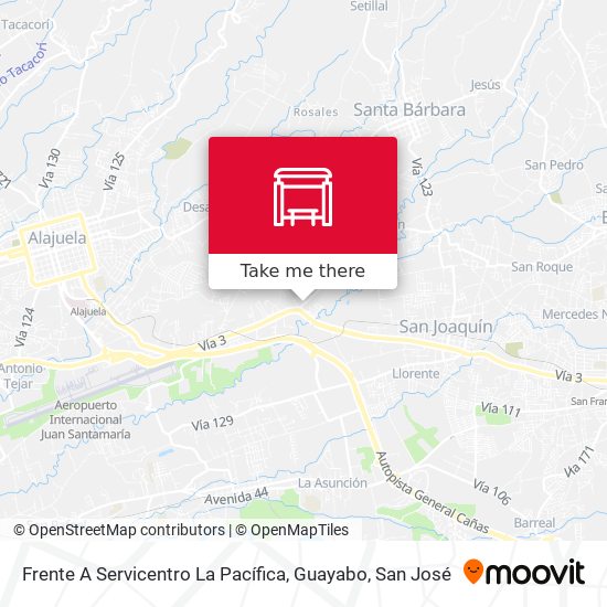Frente A Servicentro La Pacífica, Guayabo map