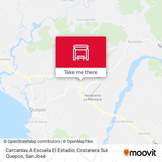 Mapa de Cercanías A Escuela El Estadio, Costanera Sur Quepos