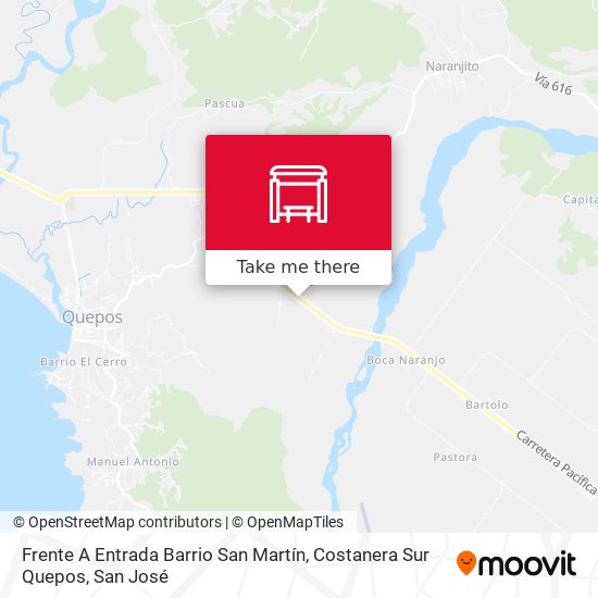 Frente A Entrada Barrio San Martín, Costanera Sur Quepos map