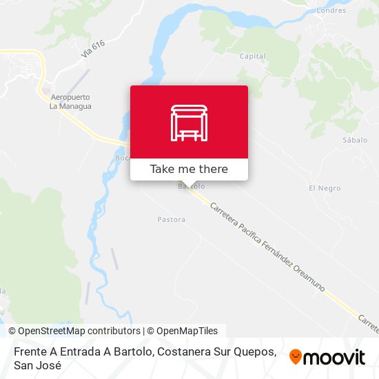 Frente A Entrada A Bartolo, Costanera Sur Quepos map