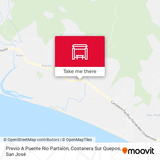 Previo A Puente Río Partalón, Costanera Sur Quepos map