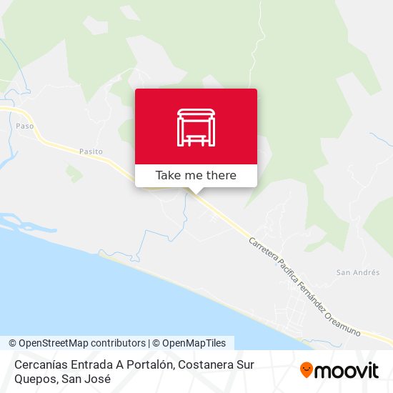 Mapa de Cercanías Entrada A Portalón, Costanera Sur Quepos