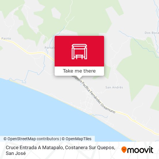 Cruce Entrada A Matapalo, Costanera Sur Quepos map