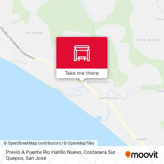 Previo A Puente Río Hatillo Nuevo, Costanera Sur Quepos map