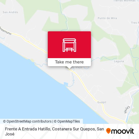 Mapa de Frente A Entrada Hatillo, Costanera Sur Quepos