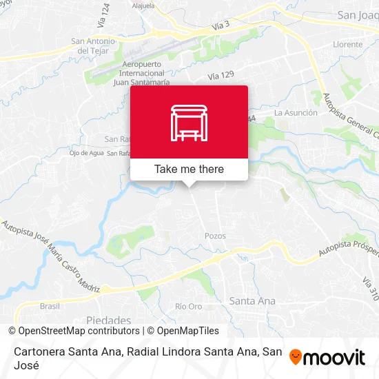 Cartonera Santa Ana, Radial Lindora Santa Ana map