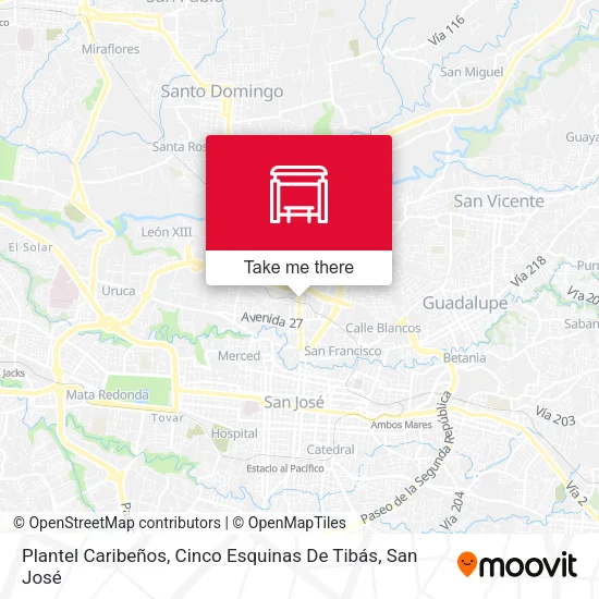 Plantel Caribeños, Cinco Esquinas De Tibás map