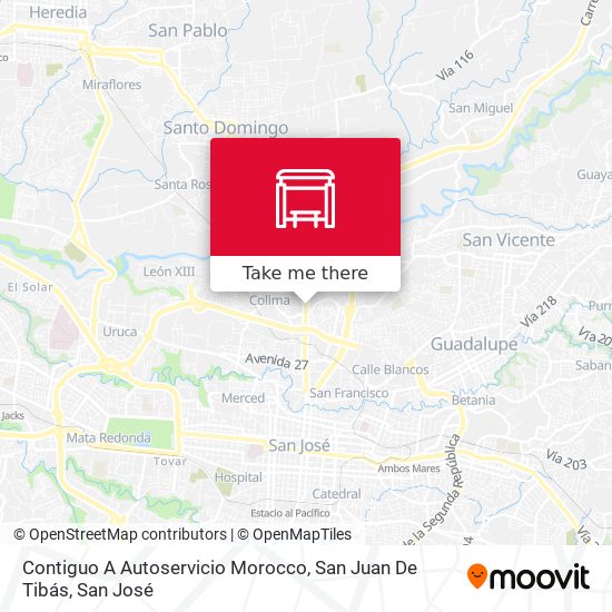 Contiguo A Autoservicio Morocco, San Juan De Tibás map