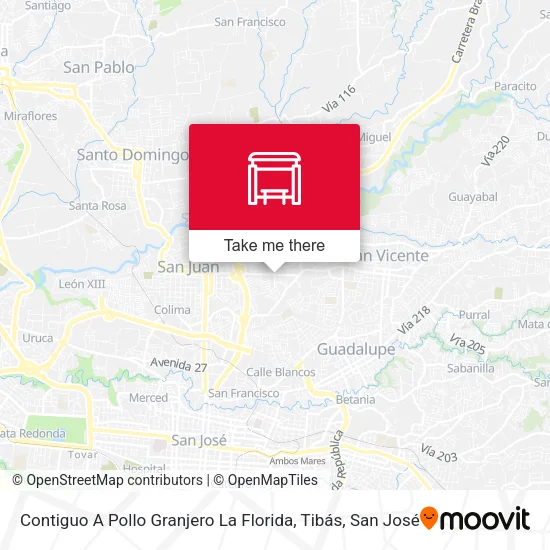 Mapa de Contiguo A Pollo Granjero La Florida, Tibás