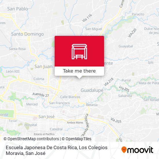 Mapa de Escuela Japonesa De Costa Rica, Los Colegios Moravia