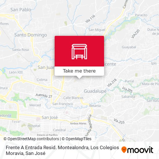 Frente A Entrada Resid. Montealondra, Los Colegios Moravia map