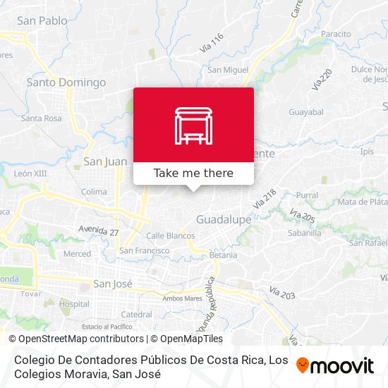 Mapa de Colegio De Contadores Públicos De Costa Rica, Los Colegios Moravia