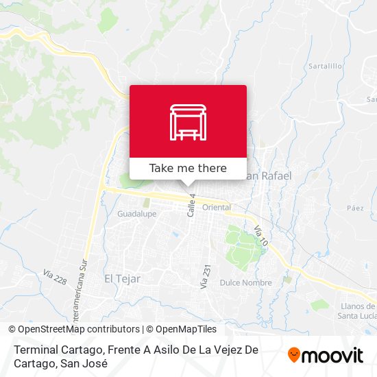 Terminal Cartago, Frente A Asilo De La Vejez De Cartago map